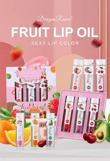 3 Pcs Dragon Ranee Natural Moisturizing &amp; Long Lasting Lip Oil Lip