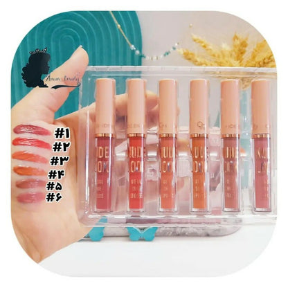 6 Pcs Nude Look High Pigment Matte Lipgloss Soft &amp; Smooth Texture