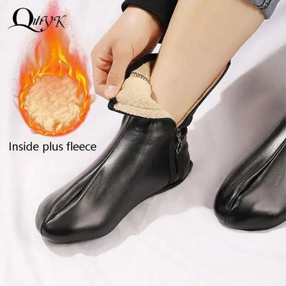 Unisex Winter Warm Leather Thermal Boat Slipper Indoor Home Soft Non-Slip Socks