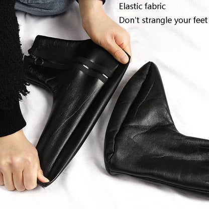 Unisex Winter Warm Leather Thermal Boat Slipper Indoor Home Soft Non-Slip Socks