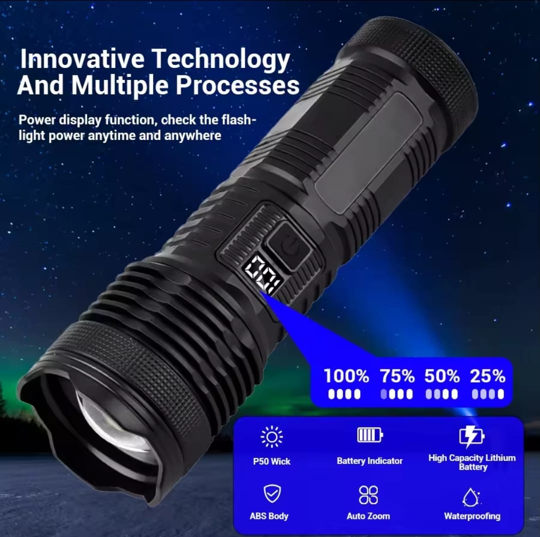 Most Powerful P50 FlashLight Flash light 5 Modes Usb Zoom Led Torch
