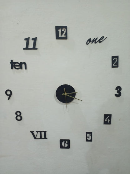 DIY Wall Clock - 3D Wooden wall clock Decor,Wall Sticker Clock Home