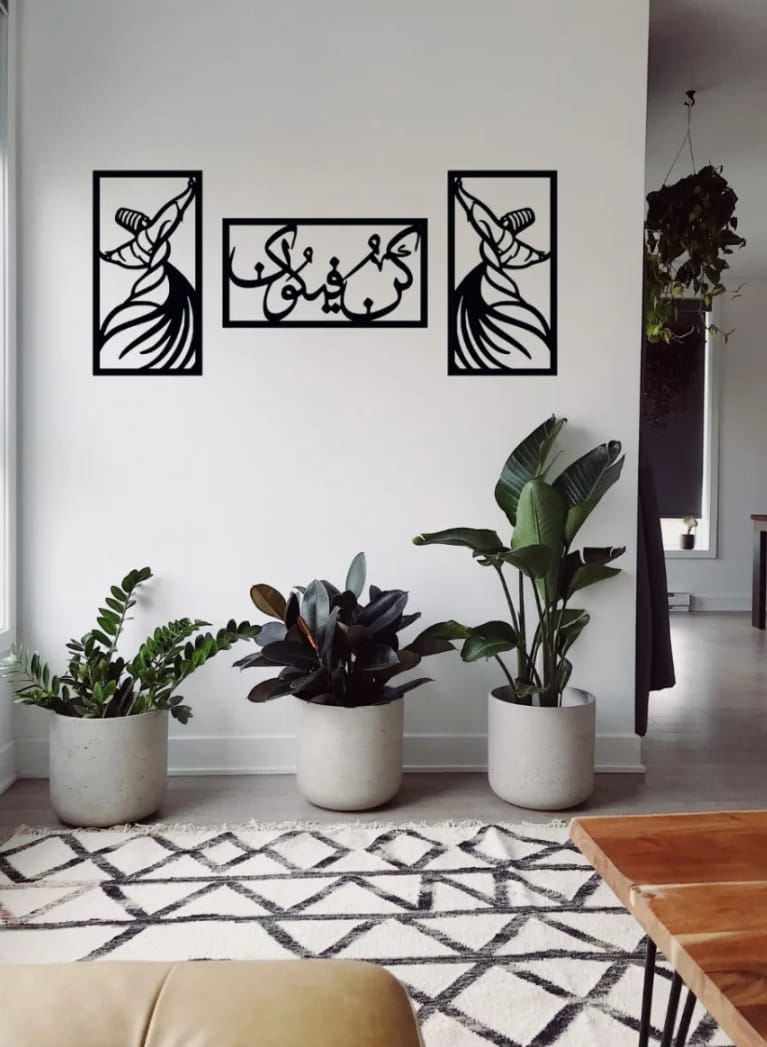 (3pcs set) 3D Wooden wall calligraphy kun faya kun Wall