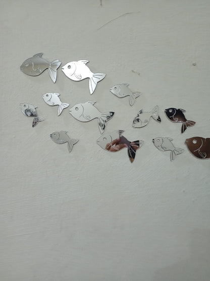 30 Pcs Acrylic Fishes Mirror Wall Art Decor Fishes Mirror Stickers
