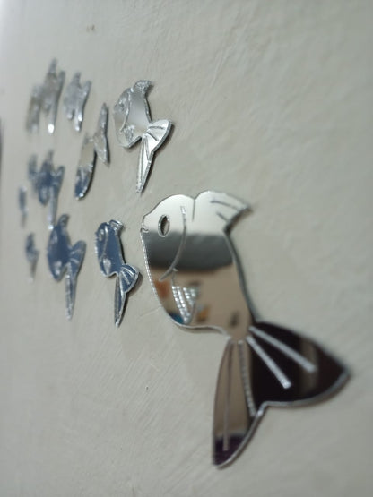 30 Pcs Acrylic Fishes Mirror Wall Art Decor Fishes Mirror Stickers