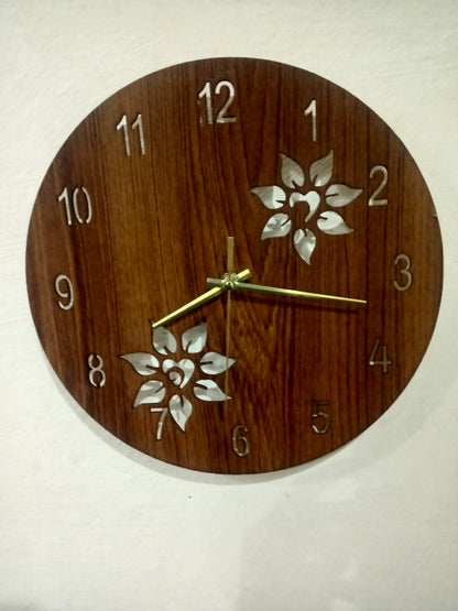 Wooden 3D Wall Clock Modern Design Flower Cut Living Room Decoration Kitchen