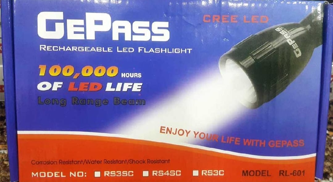 NEW EMERGENCY GePass Rechargeable LED Flashlight, 100,000 Hours of LED Life, Long