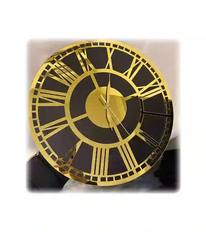 Roman Numbers Clock Gold Frame and Black Clock | Wall Decor |