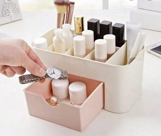 Plastic Makeup Storage Box With Small Drawer For Bathroom, Organizer Drawers, Makeup