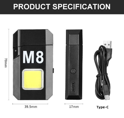 COB Led Flahlight With Lighters Dual Arc Pulse Flameless Lighter Type C