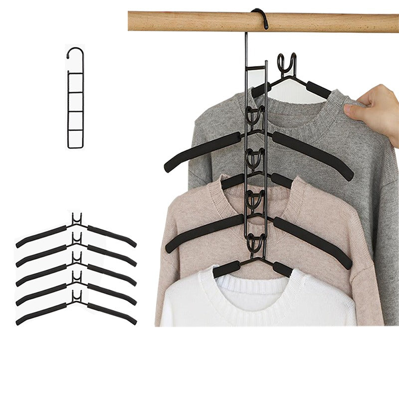 5 in 1 Hangers Space Saving, Heavy Duty Non-Slip Hangers with Padded