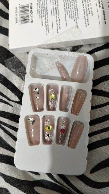 10 PCs Fake Nails False Nails Wearable Nails Stylish Pattern Artificial Nails