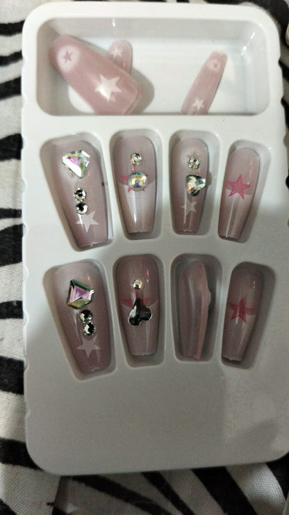 10 PCs Fake Nails False Nails Wearable Nails Stylish Pattern Artificial Nails