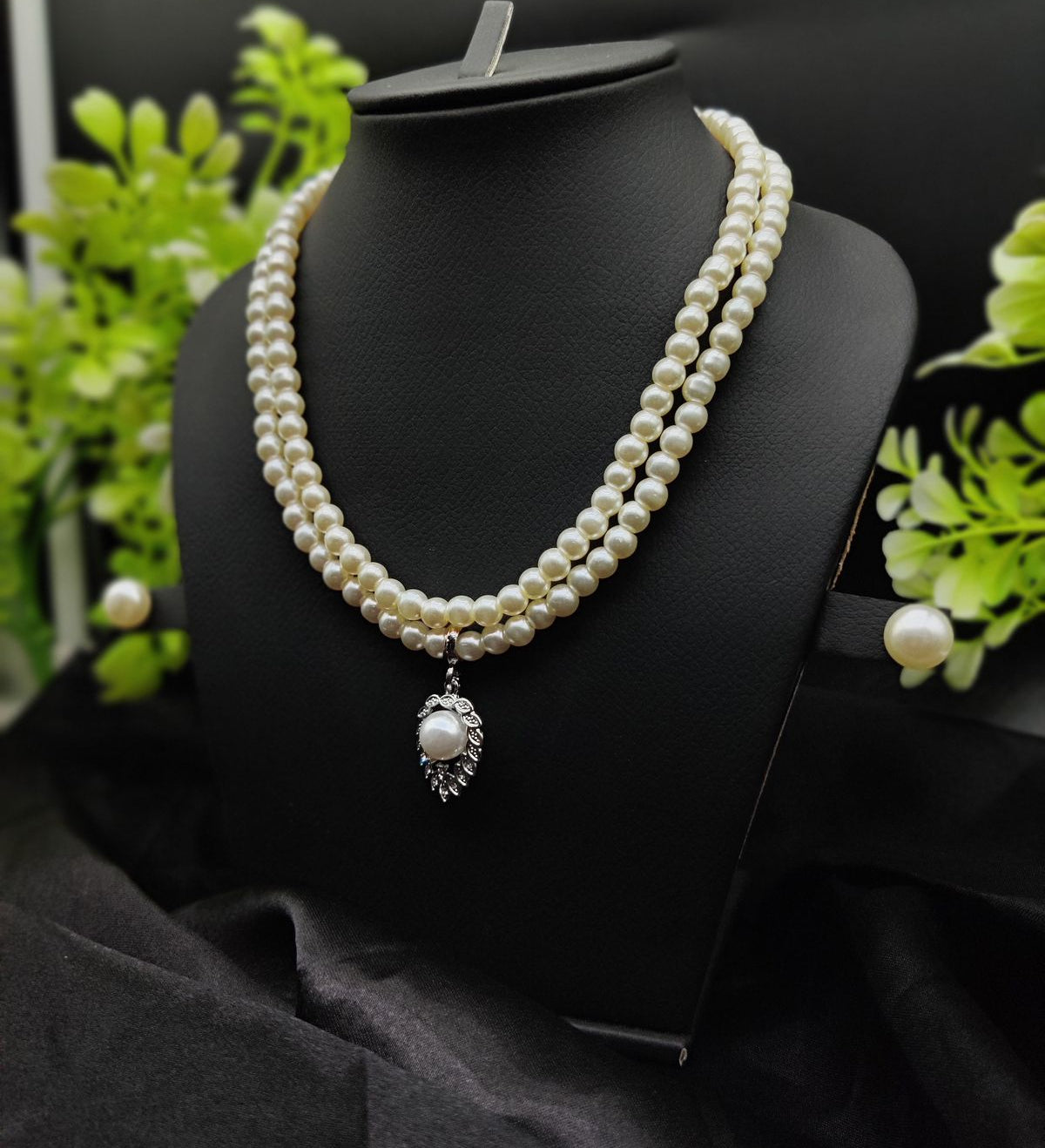 Imported Elegant Double-Strand Pearl Necklace with Delicate Pendant | Girls &amp; Women