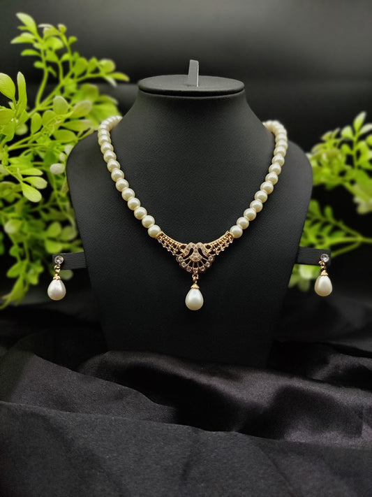 Imported Regal Pearl Embrace Necklace Set with Elegant Drop Design ✨ |