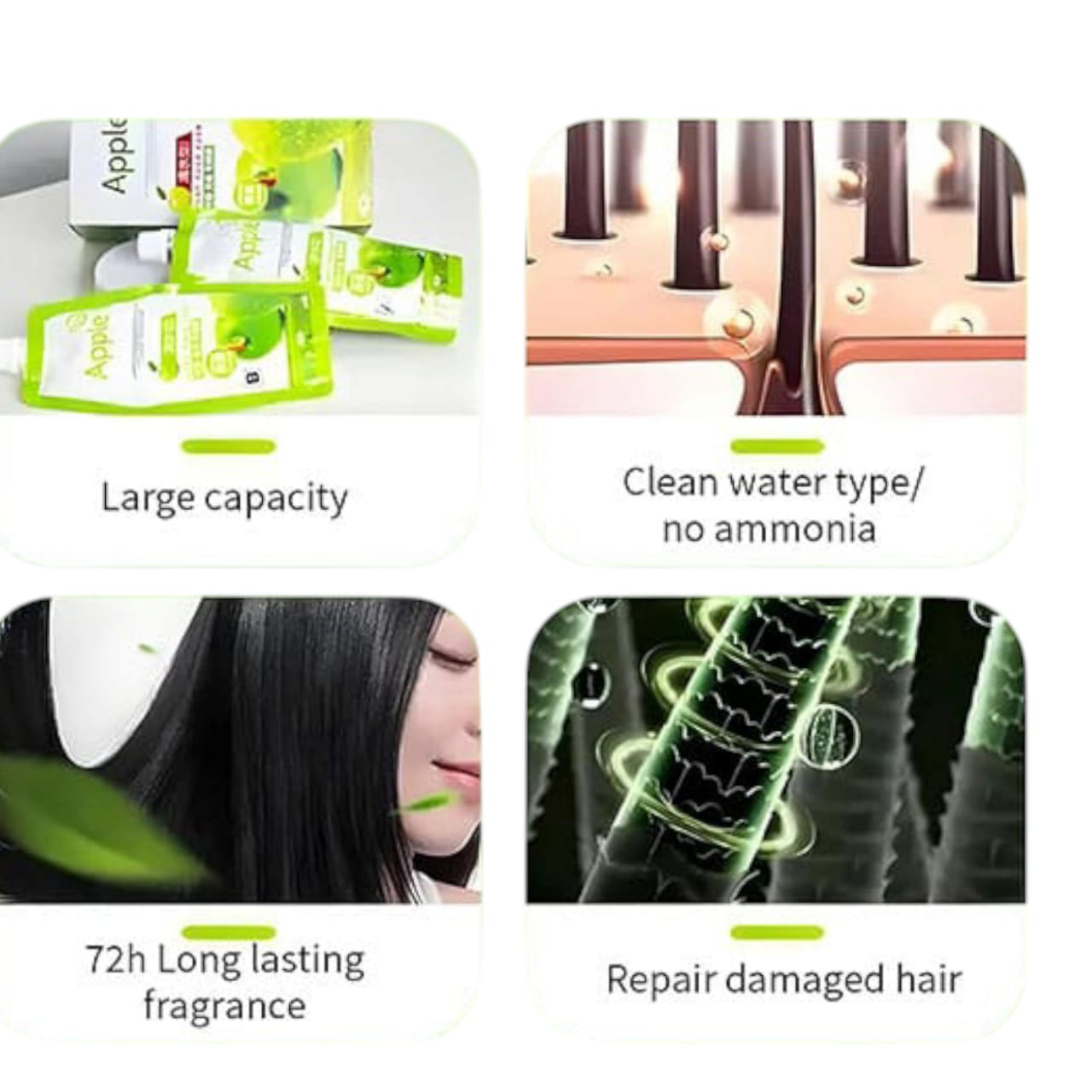 Apple Ammonia-Free Black Hair Cream, Organic Black Hair Dye- Natural Black Hair