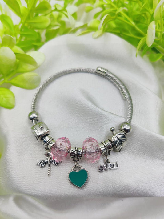 1 Piece Imported Elegant Pandora Bracelet with Heart &amp; Love Charms 💖✨