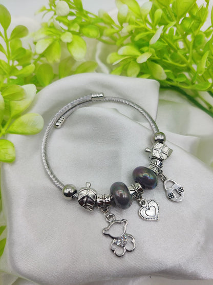 1 Piece Imported Pandora Charm Bracelet with Elegant Pearl Accents and Cute