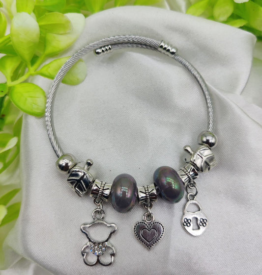 1 Piece Imported Pandora Charm Bracelet with Elegant Pearl Accents and Cute