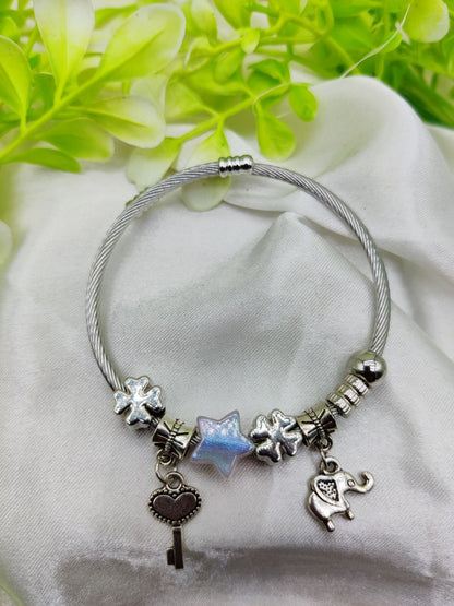 1 Piece Imported Elegant Pandora-Style Charm Bracelet - Starry Opalescent Design |