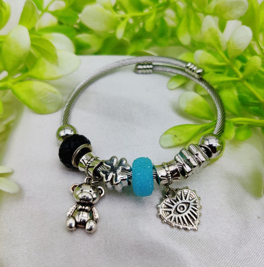 1 Piece Imported Elegant Charm Steel Wire Pandora Bracelet with Bear and