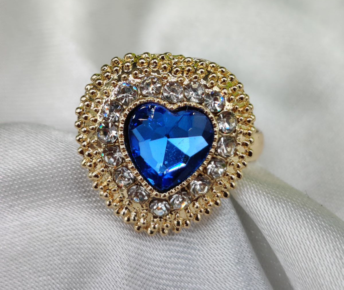1 Piece Imported Heartfelt Elegance Blue Crystal Ring | Adjustable Ring