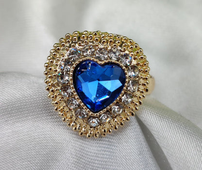 1 Piece Imported Heartfelt Elegance Blue Crystal Ring | Adjustable Ring