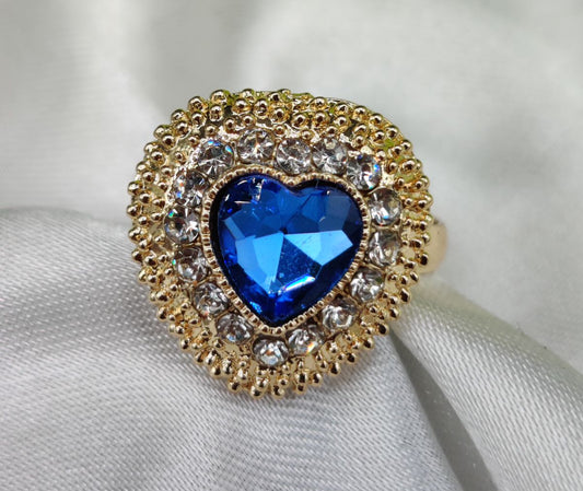 1 Piece Imported Heartfelt Elegance Blue Crystal Ring | Adjustable Ring