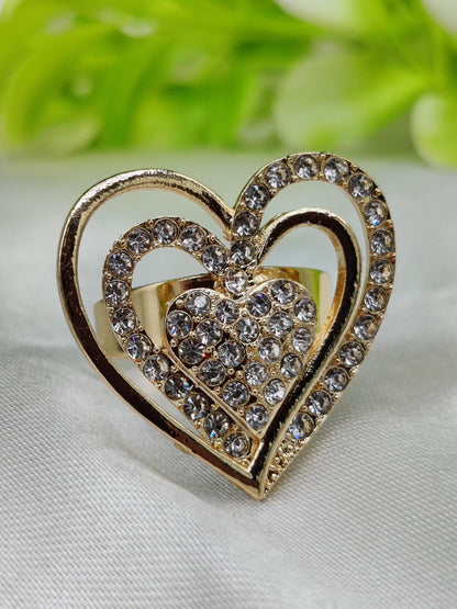 1 Piece Imported Radiant Double Heart Crystal Ring A Love That