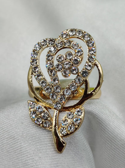1 Piece Imported Sparkling Floral Elegance Adjustable Ring | Elegant Design Adjustable