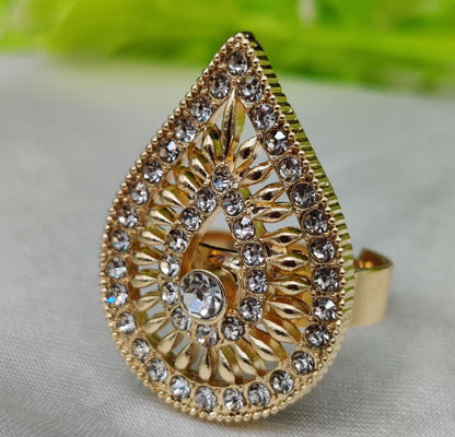 1 Piece Import Radiant Teardrop Crystal Embellished Ring | Best Quality Adjustable