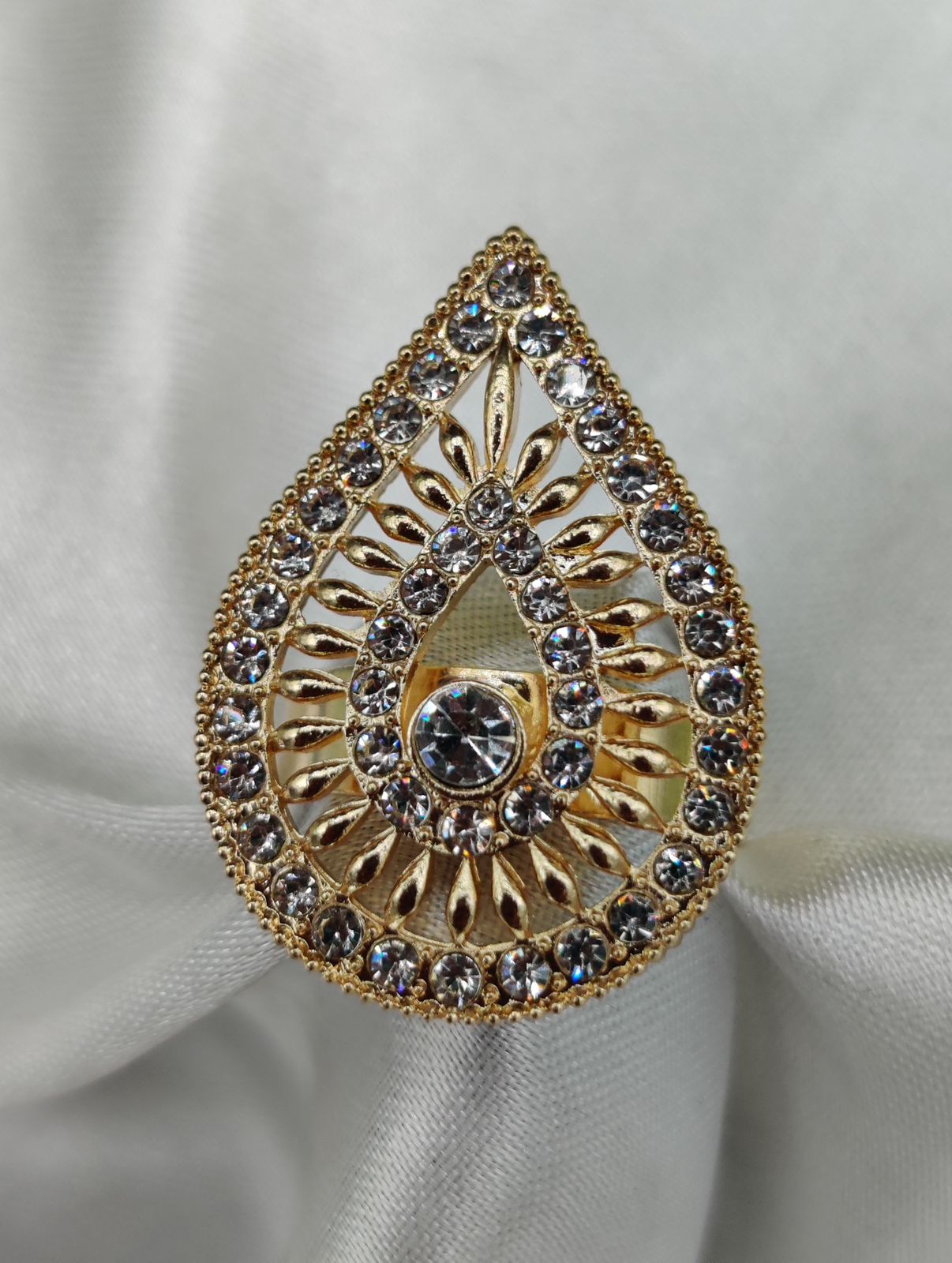 1 Piece Import Radiant Teardrop Crystal Embellished Ring | Best Quality Adjustable