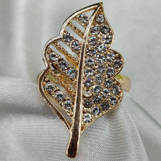 1 Piece Imported Elegant Crystal-Studded Leaf Ring | Best Quality Ring For
