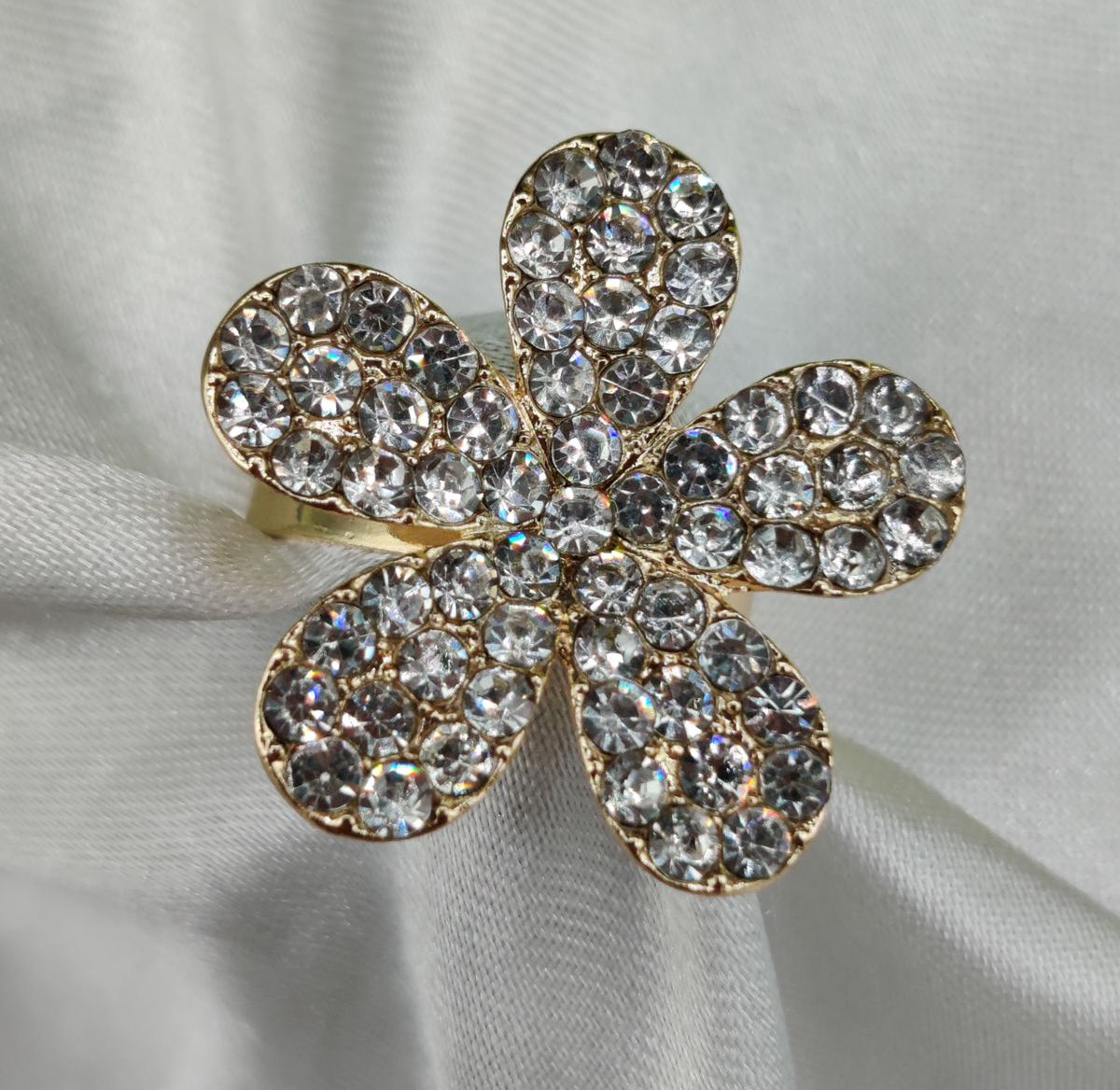 1 Piece Imported Sparkling Floral Crystal Ring Radiant Elegance in Every