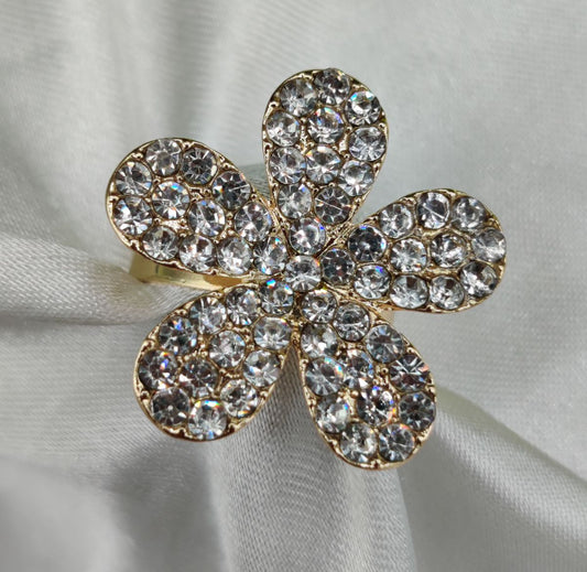 1 Piece Imported Sparkling Floral Crystal Ring Radiant Elegance in Every