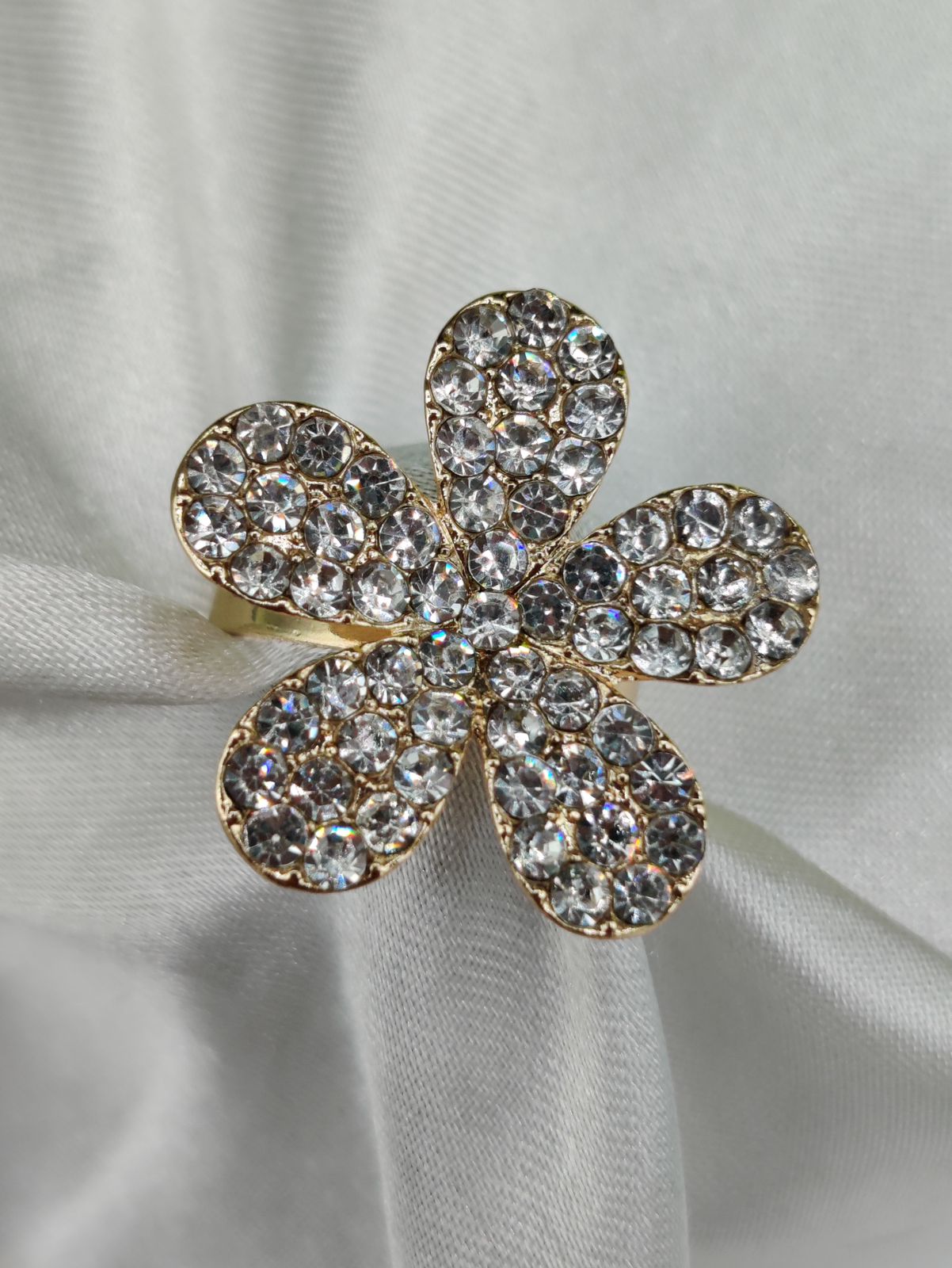 1 Piece Imported Sparkling Floral Crystal Ring Radiant Elegance in Every