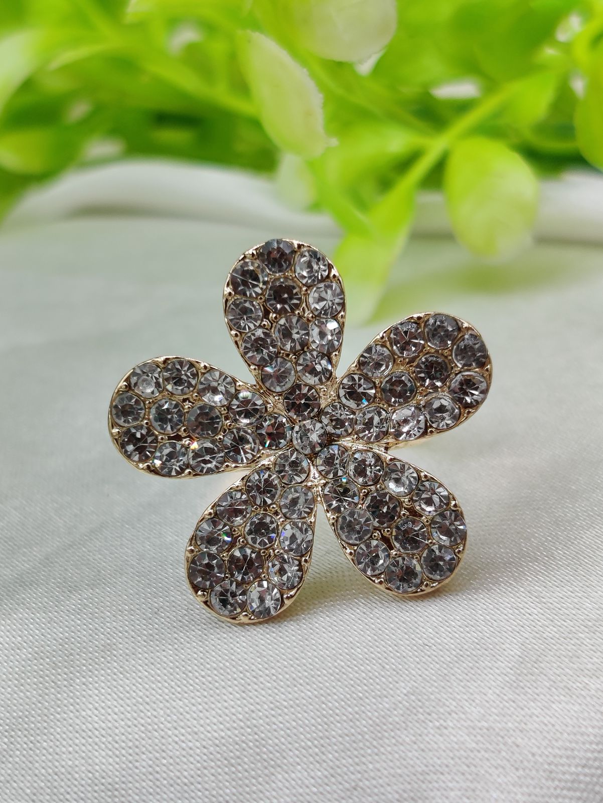 1 Piece Imported Sparkling Floral Crystal Ring Radiant Elegance in Every