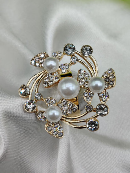 1 Piece Imported Exquisite Floral Pearl Ring A Symphony of Elegance