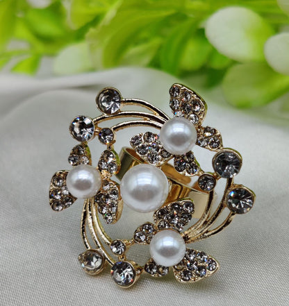 1 Piece Imported Exquisite Floral Pearl Ring A Symphony of Elegance