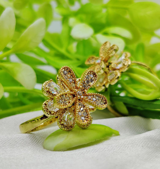 1 Piece Imported Blooming Elegance Adjustable Ring Set Two Radiant Color