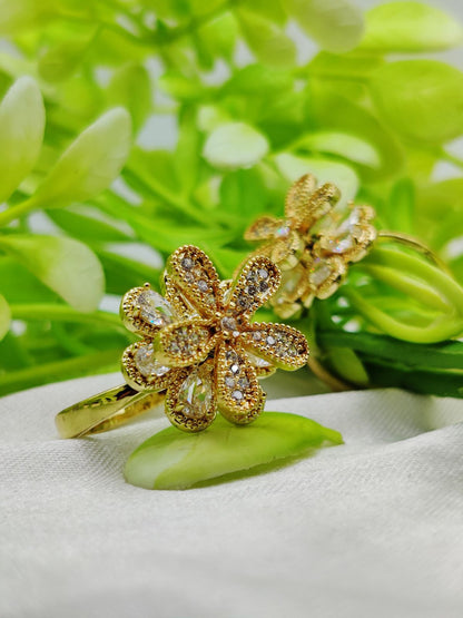 1 Piece Imported Blooming Elegance Adjustable Ring Set Two Radiant Color