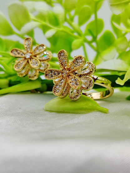 1 Piece Imported Blooming Elegance Adjustable Ring Set Two Radiant Color