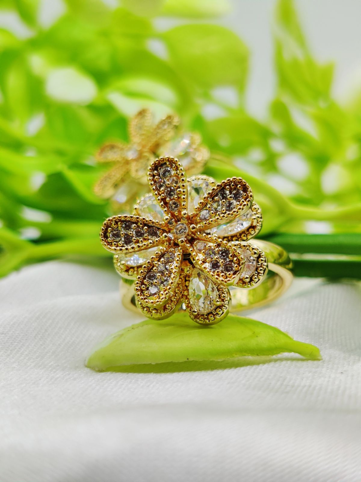 1 Piece Imported Blooming Elegance Adjustable Ring Set Two Radiant Color