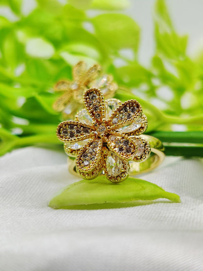 1 Piece Imported Blooming Elegance Adjustable Ring Set Two Radiant Color