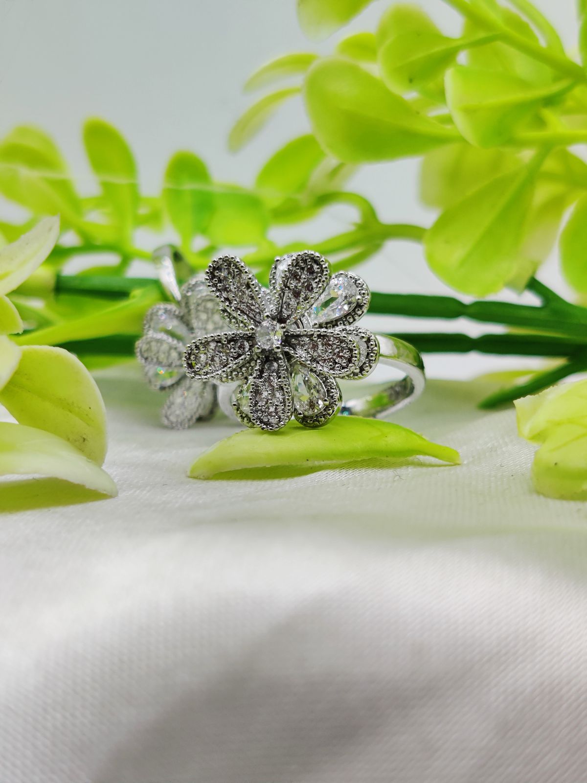 1 Piece Imported Blooming Elegance Adjustable Ring Set Two Radiant Color