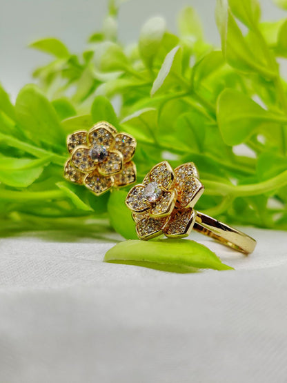 1 Piece Imported Moveable Luxurious Petal Bloom Adjustable Ring 2 Stunning