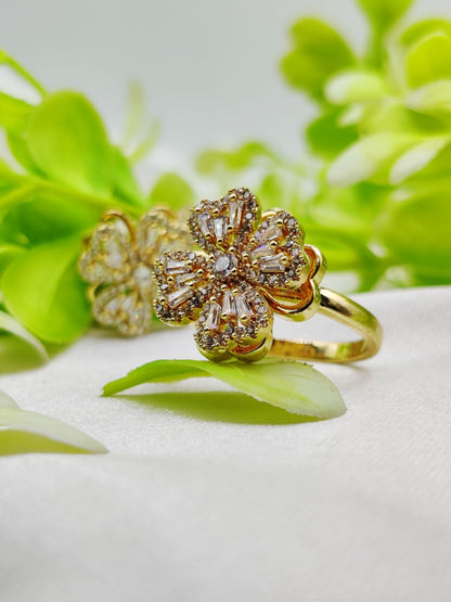 1 Piece Imported Dazzling Movable Floral Blossom Adjustable Rings - 2 Color 