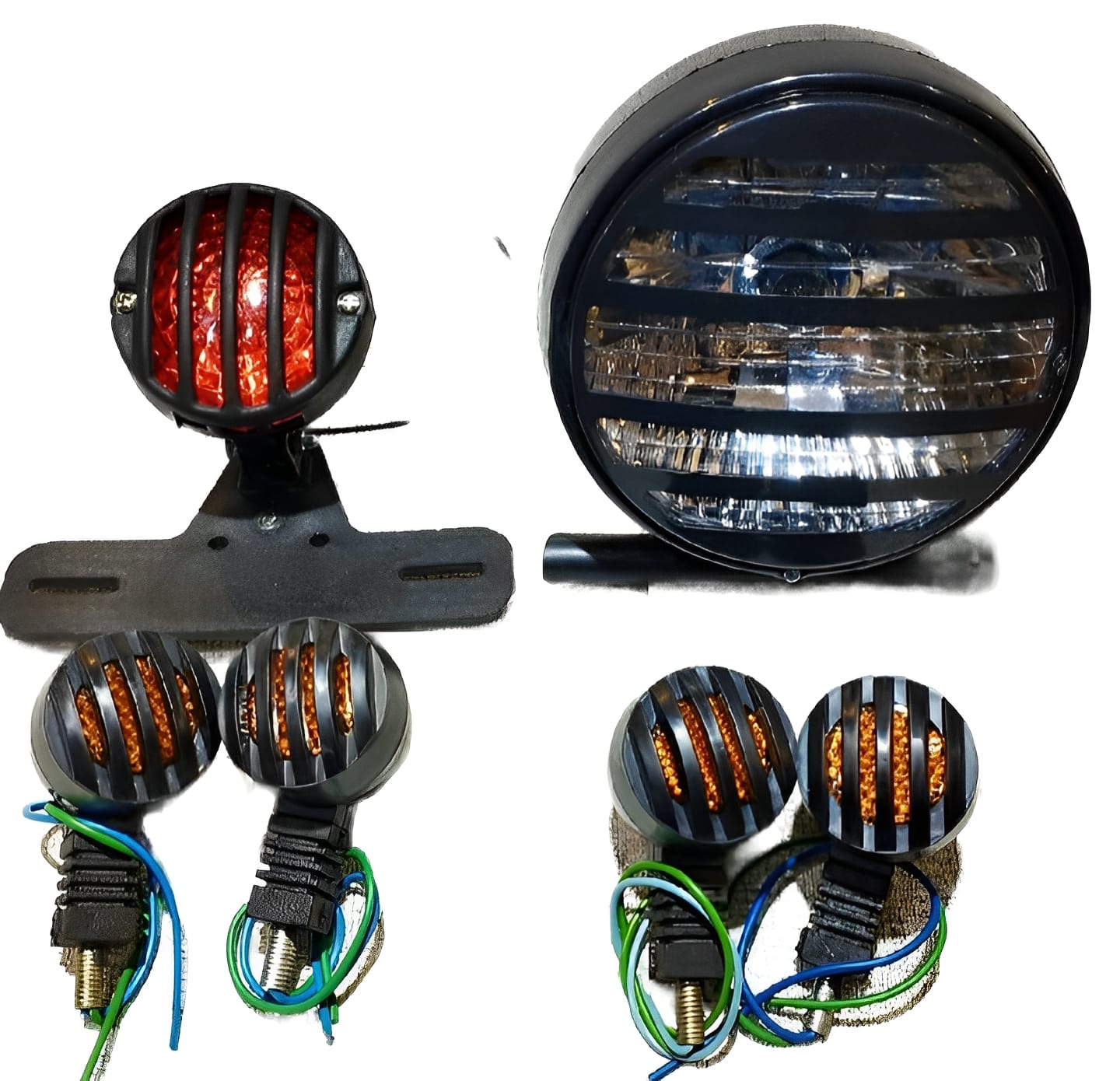 Pack of 3 Cafe racer kit Item's Headlight &amp; backlight, 4 pieces