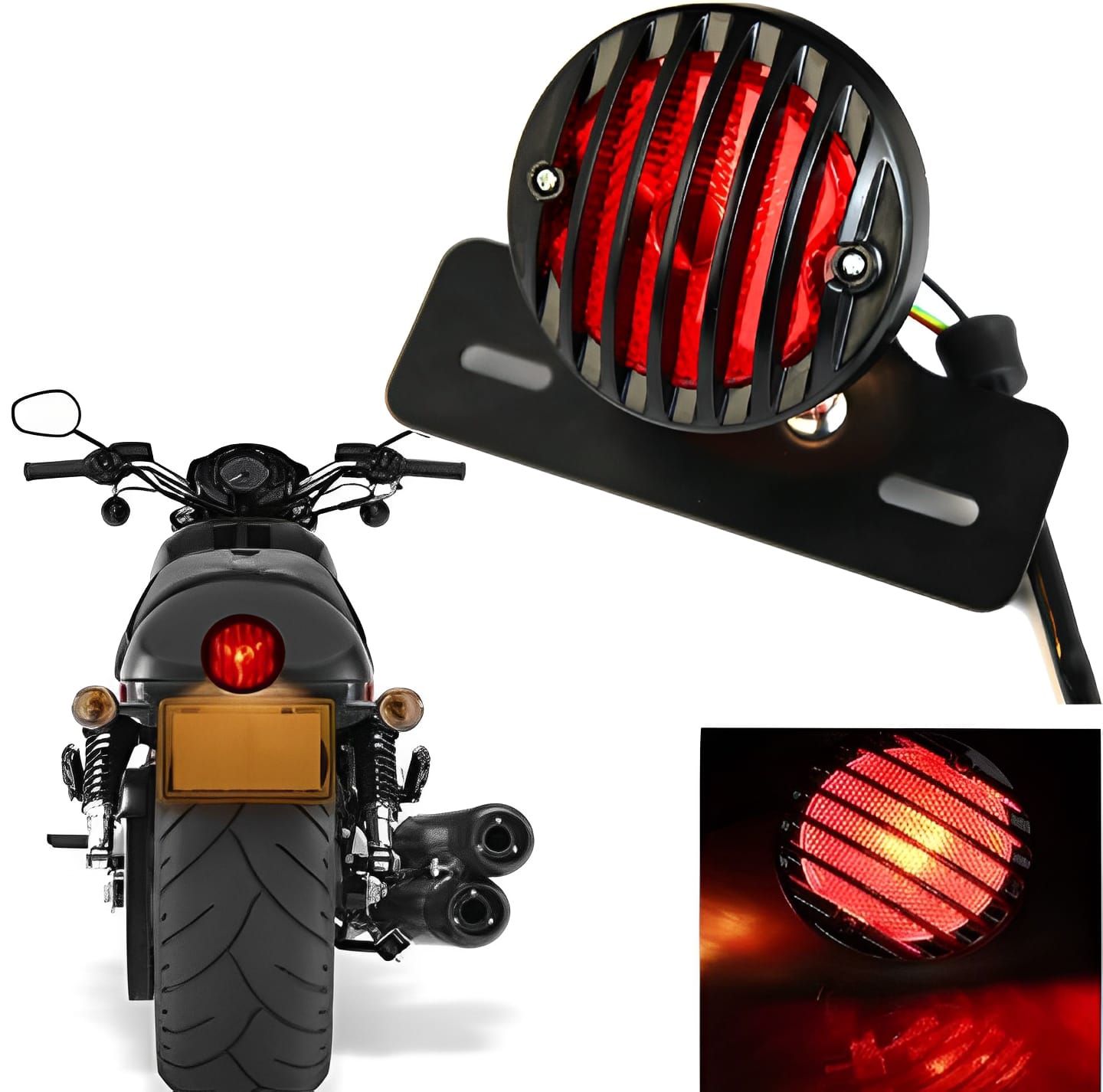 Pack of 3 Cafe racer kit Item's Headlight &amp; backlight, 4 pieces
