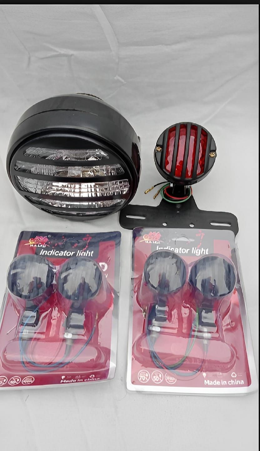 Pack of 3 Cafe racer kit Item's Headlight &amp; backlight, 4 pieces